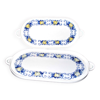 Villeroy & boch lot de 2 grands plateaux cadiz en porcelaine vintage - design 1970