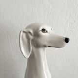 Chaumette vintage ceramic sitting white dog statue