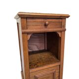 Antique French Oak Bedside Table With Marble Top, early 1900s