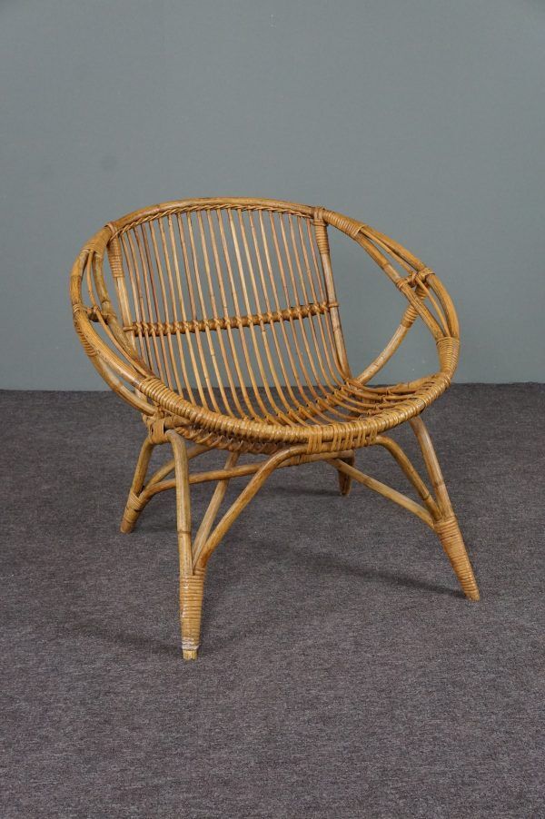 Rattan armchair, Rohé Noordwolde, 1950