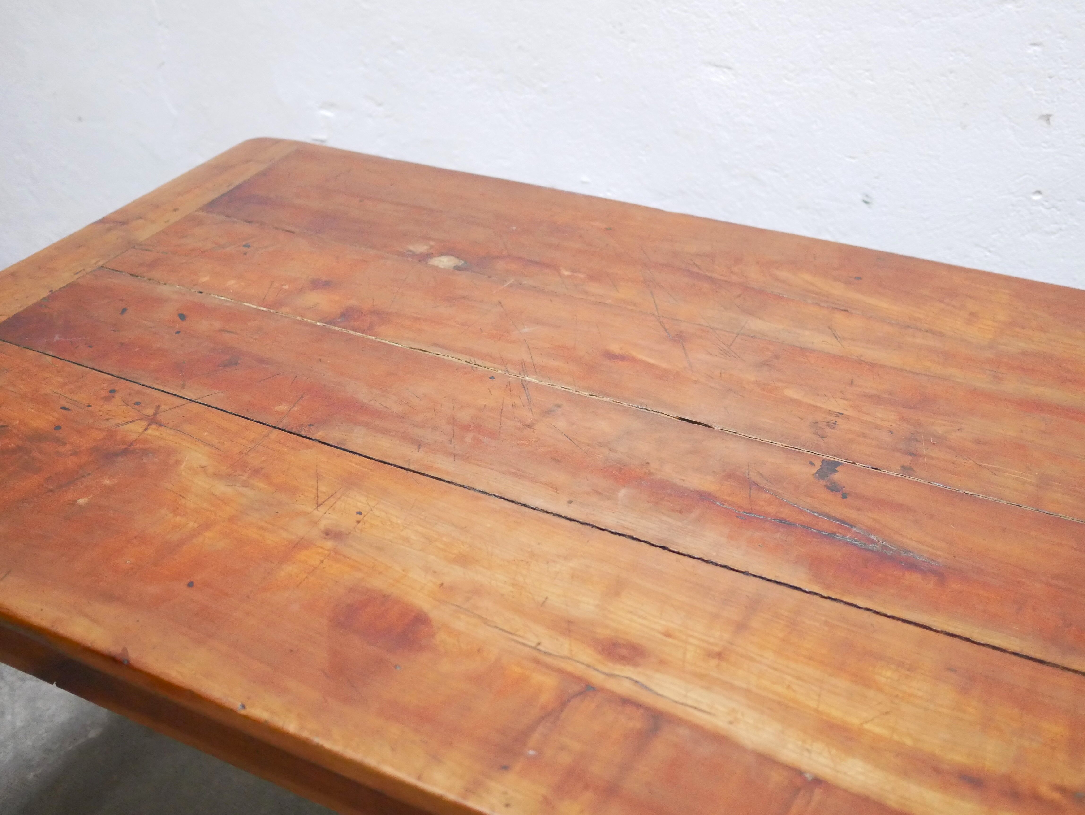 Vintage wooden farmhouse dining table