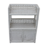 Library, small furniture, rattan, Wicker, woven white, vintage 1970