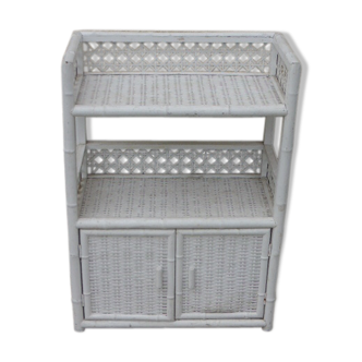 Library, small furniture, rattan, Wicker, woven white, vintage 1970