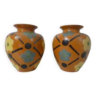 Pair of glazed terracotta vases