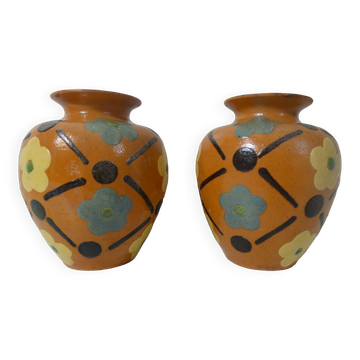 Pair of glazed terracotta vases