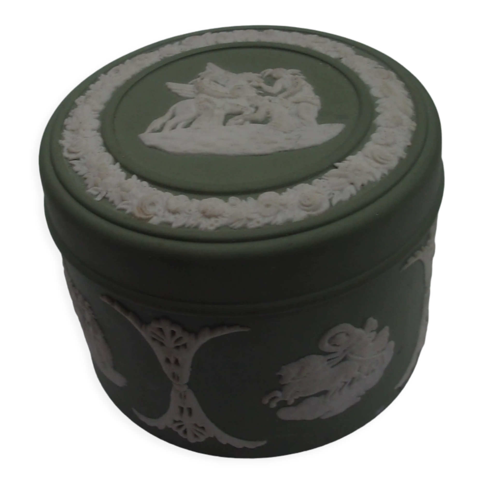 Boite a bijoux ancienne porcelaine wedgwood verte