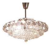 Diamond-cut faceted glass chandelier Bakalowits Vienna, Austria, 1950s