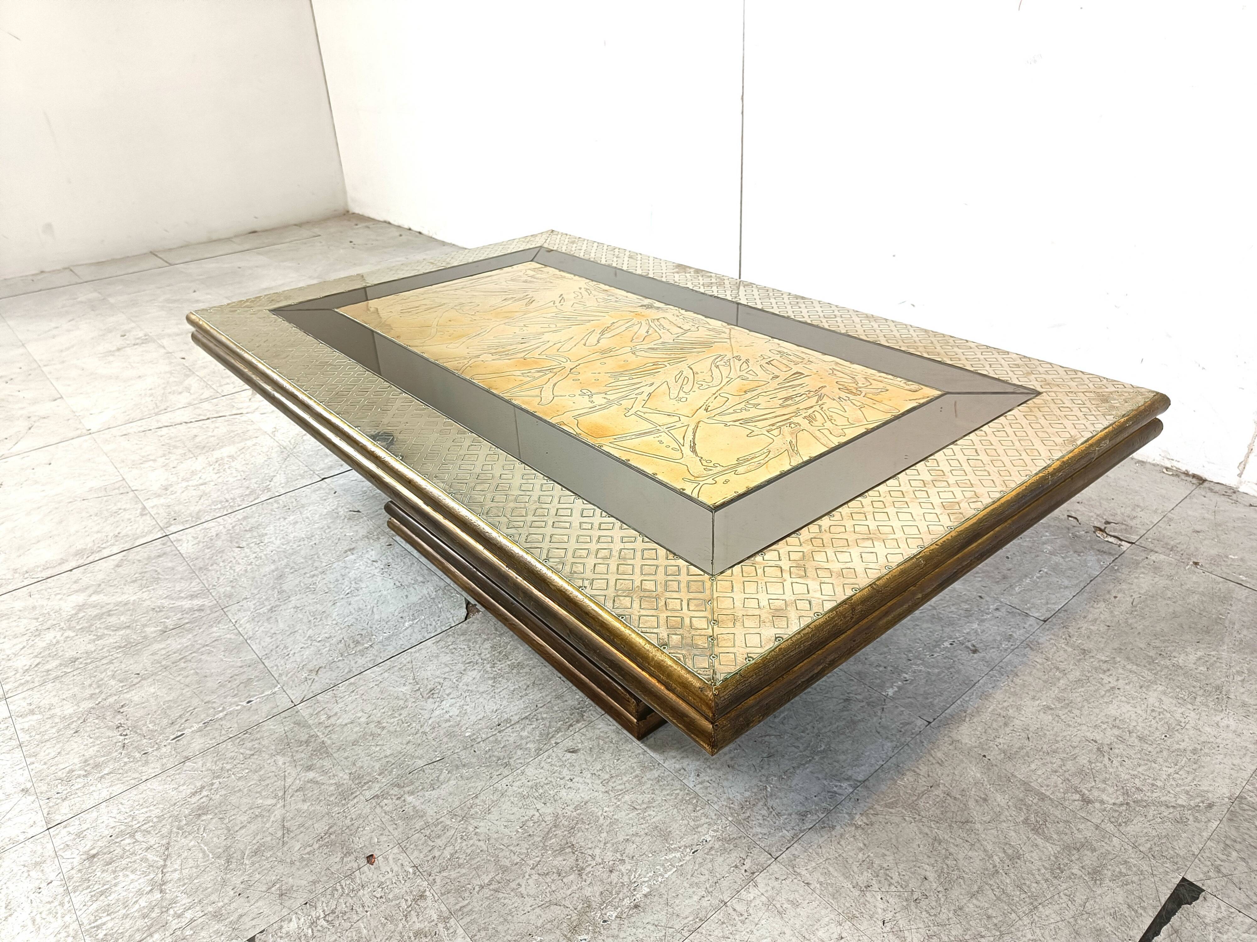 Vintage brass coffee table by Rodolfo Dubarry, 1970s