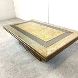 Vintage brass coffee table by Rodolfo Dubarry, 1970s