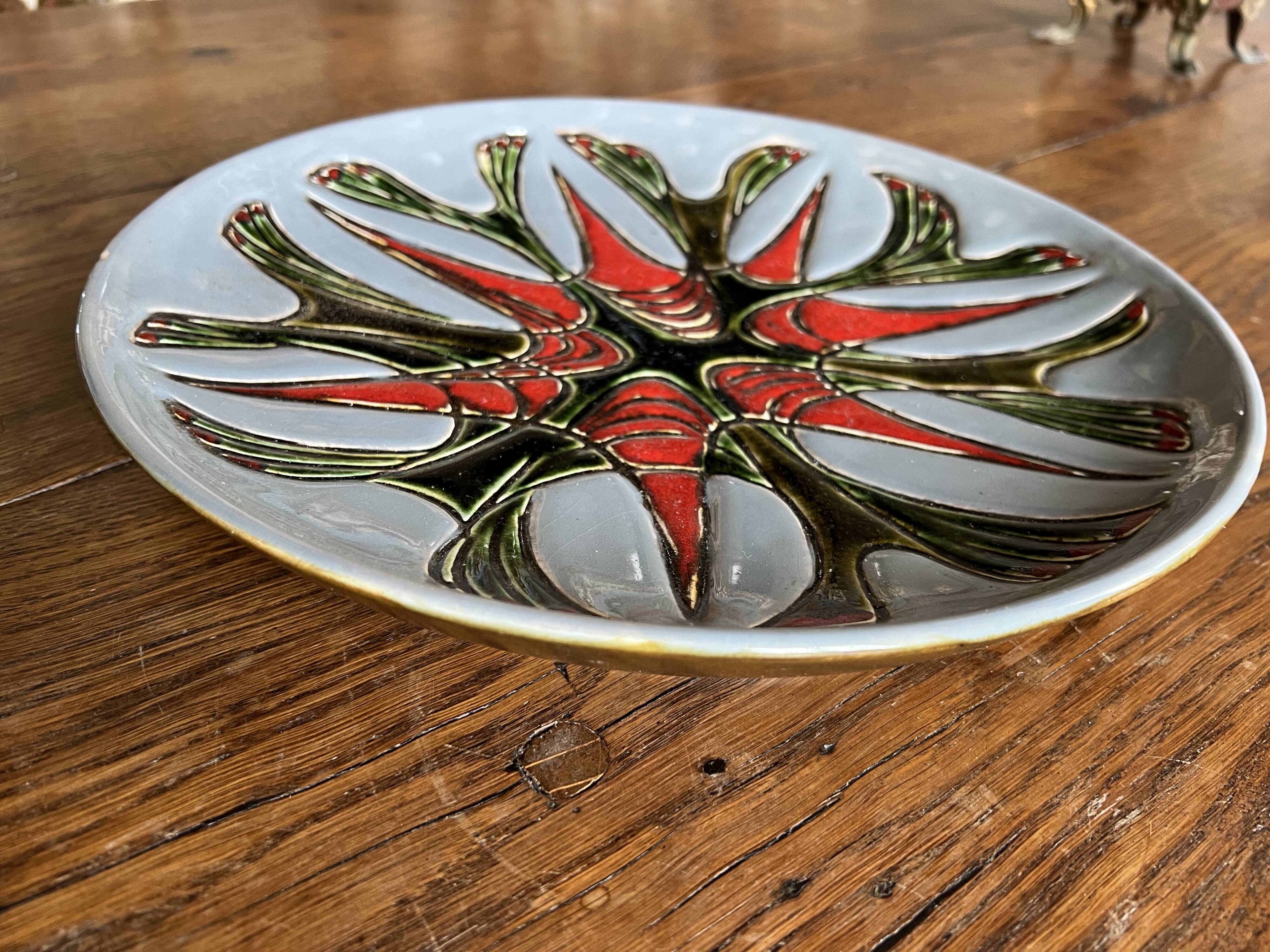 Glazed ceramic wall plate, 1960s