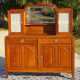 Vintage oak sideboard with sentry boxes and mirror