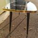 Table basse pieds compas formica verre paysage moulin breton - vintage 1960