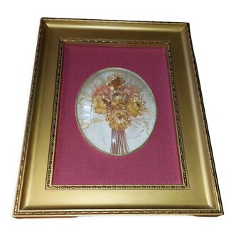 Frame with center domed dried flowers occasion