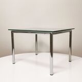 Table d'appoint en chrome et verre, 1979