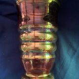 art deco vase in fuchsia & gold glass cira 1930 - belgian glassware (boom/doyen/laeken)