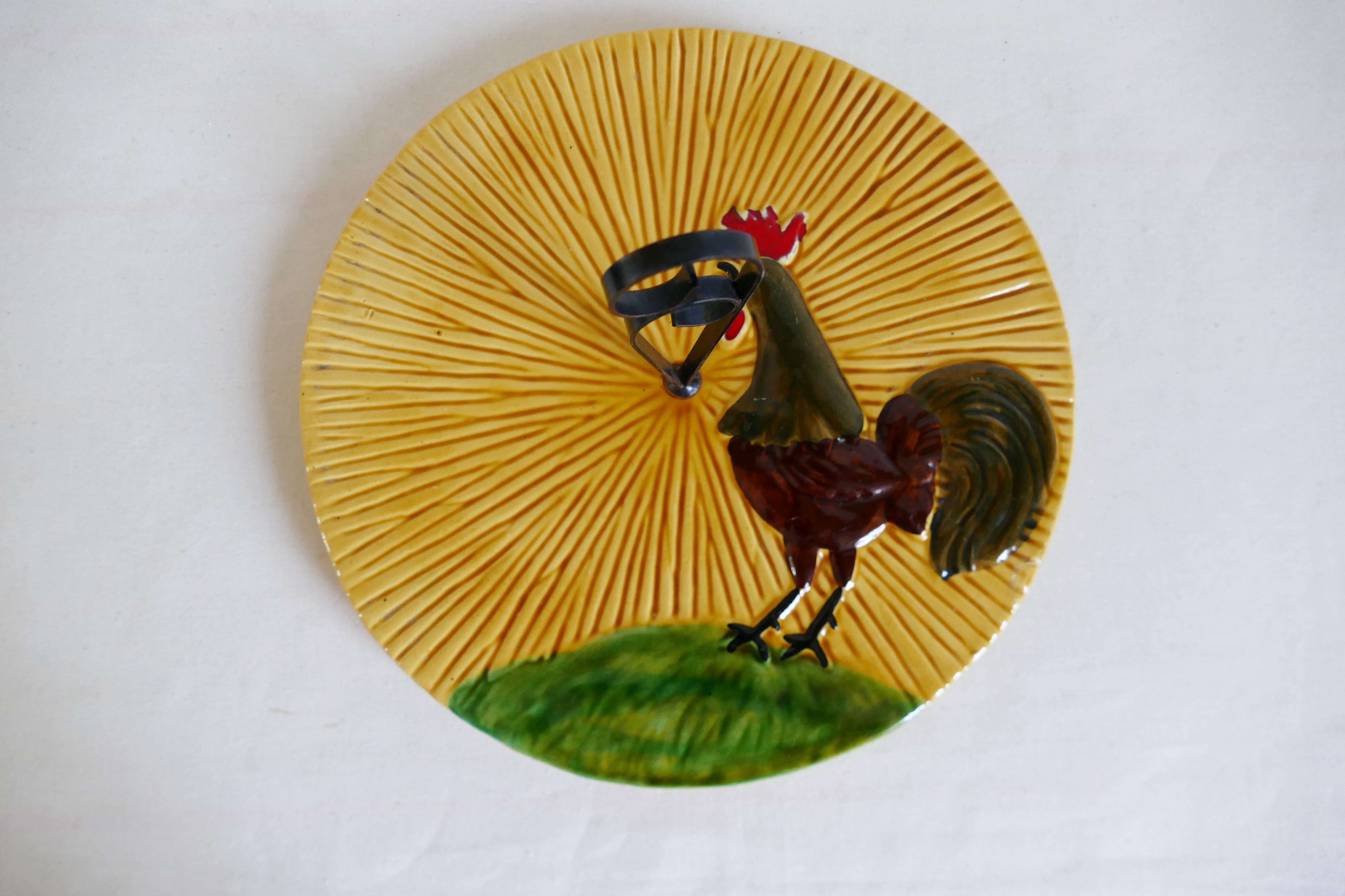 Plateau à fromage jaune vintage français fait main