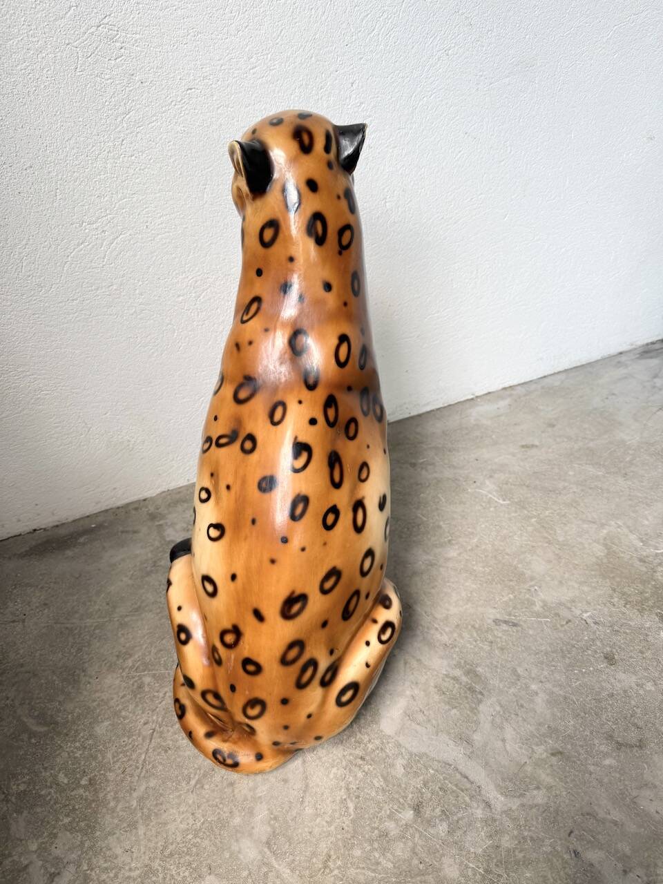 XL Italian ceramic leopard sculpture statue 1970