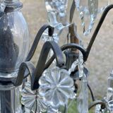 6-light chandelier in bronze and cut crystal, work early 20th century