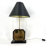 Lampe de table Georges Mathias en laiton gravé, années 1970
