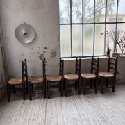 Straw chairs oak 1940s Dudouyt