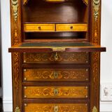 Writing desk in Napoleon III Marquetry white marble top