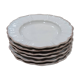 6 assiettes à dessert en céramique frangée blanche et rose