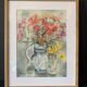 Aquarelle ancienne signée Jany. F. Millet (1926-1992), bouquet de fleurs sous verre encadré, 1950