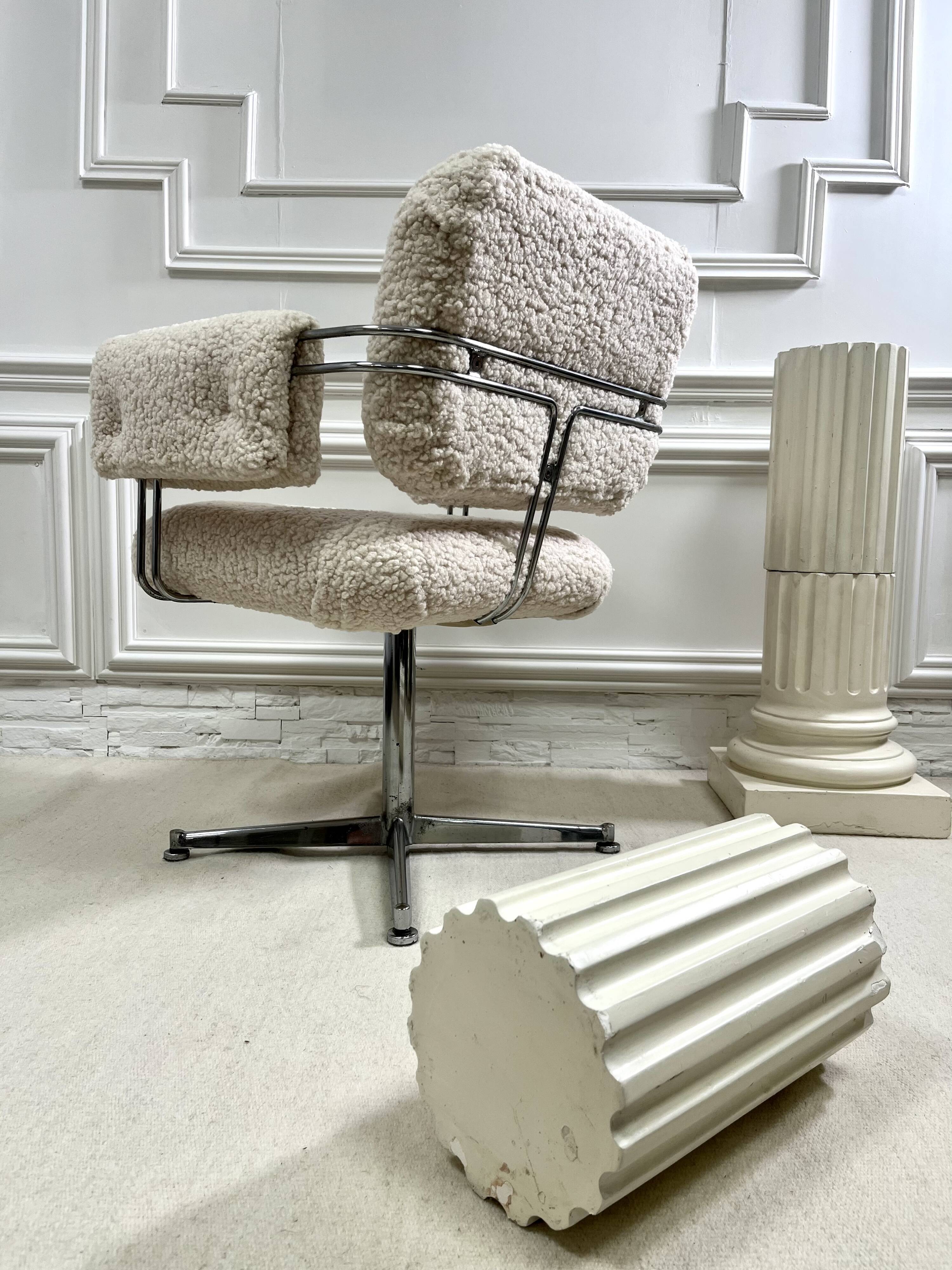 Vintage armchair in faux sheep's fur