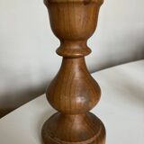 Pair of Scandinavian turned wooden baluster candlesticks 1970