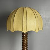 Brutalist midcentury wood turned cocoon floor lamp