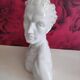Bust of J. Mermoz in white cracked ceramic by H. Laurens