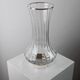 Vintage glass vase from the 1980s, transparent glass with fine linear pattern and silver metal details, elegant sculptural flower vase, gift idea.