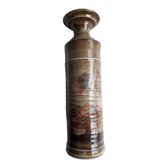 Vintage stoneware vase with naive décor