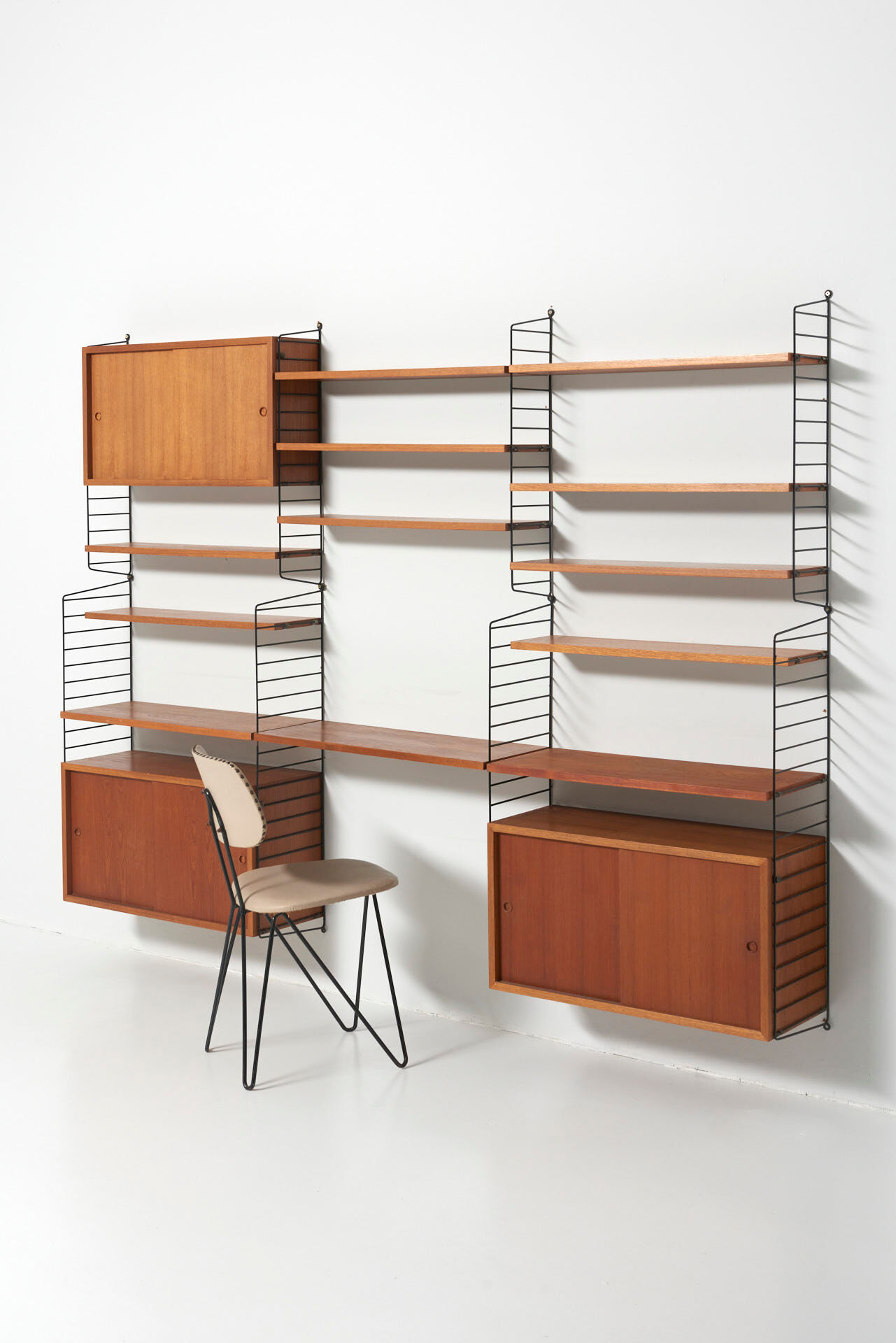 Original String Wall System in Teak by Nisse Strinning, Sweden - 1950's