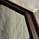 Vintage brown wooden octagonal mirror 58x48