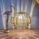 XXL vintage amber glass globe pendant light