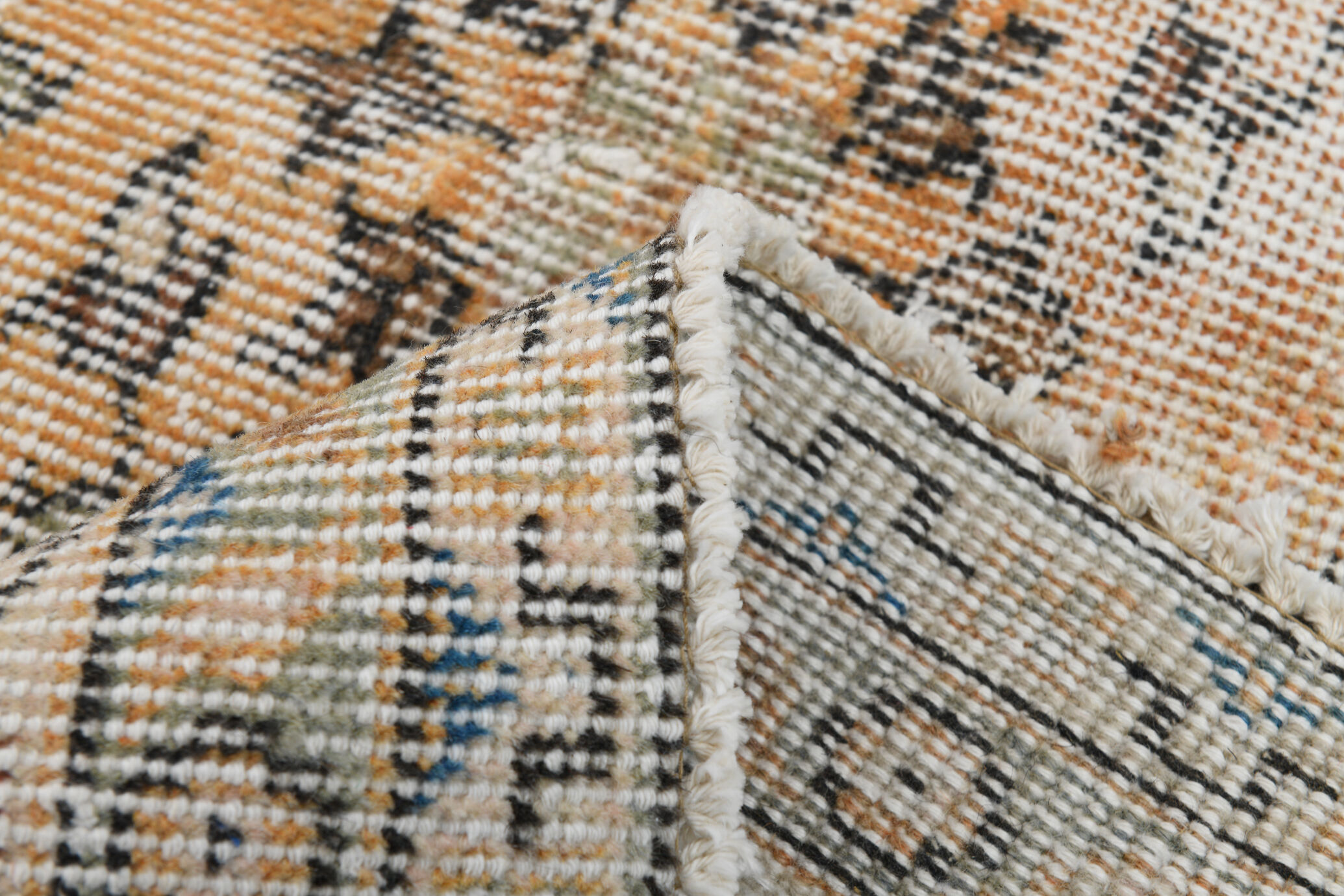 8x12 handmade orange foloral turkish rug 383x257cm