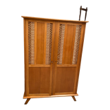 Armoire bois et rotin