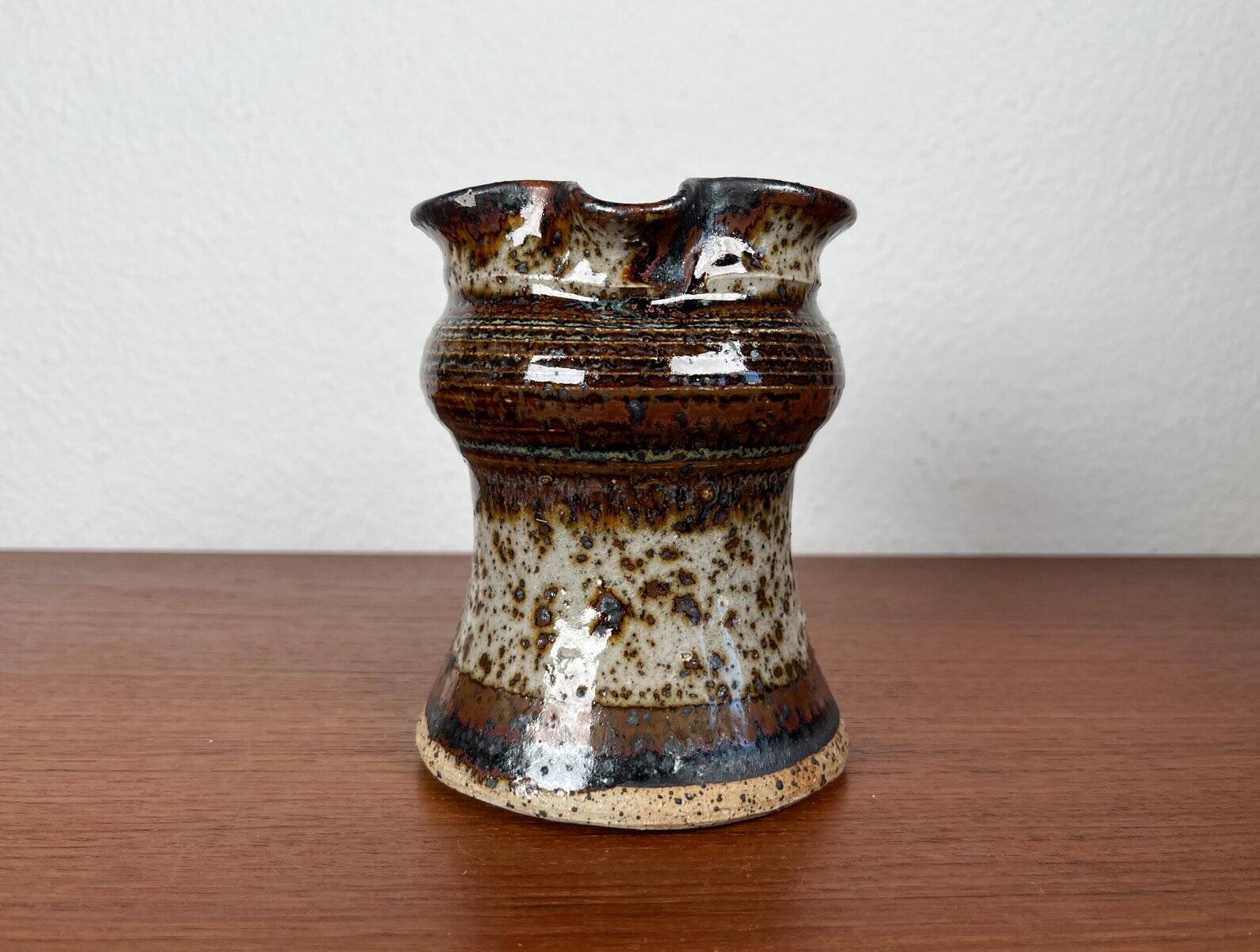 Ceramic workshop carafe vase from mid-century Danish design by Erik Askholm, 1960s.