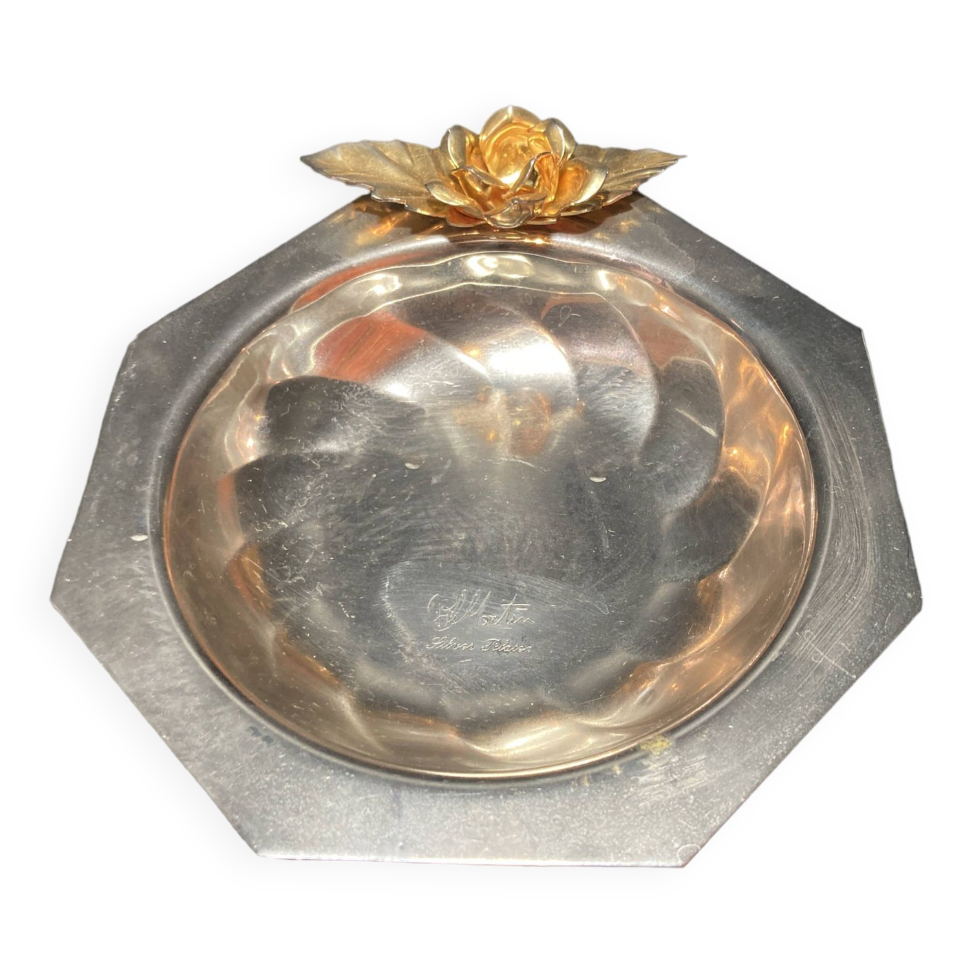 Vide poche en métal argenté