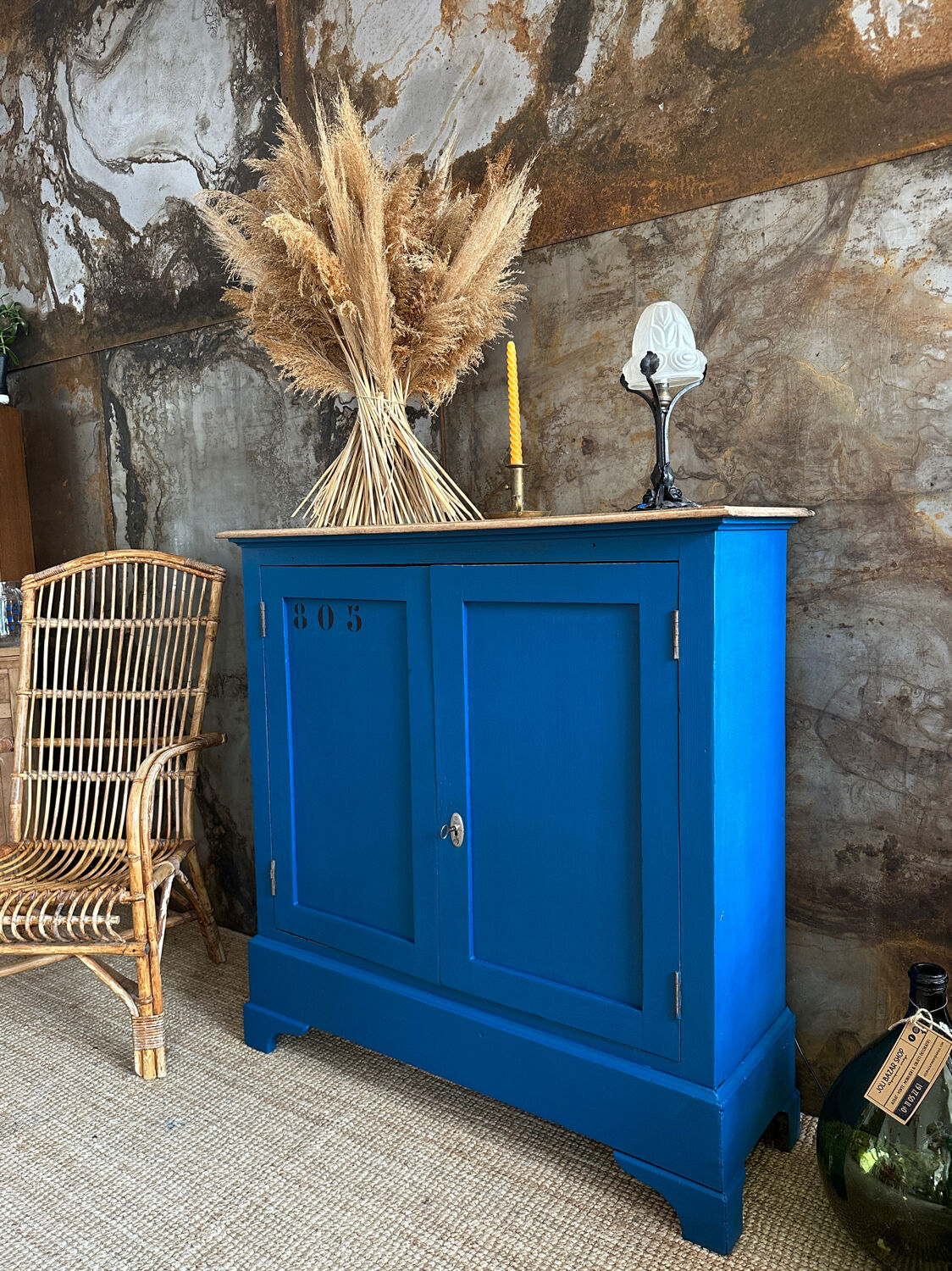 Royal blue handcrafted sideboard