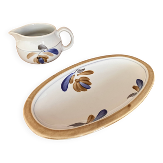 Milk jug and dish Boch Belgium La Louvière Keramis 1970s
