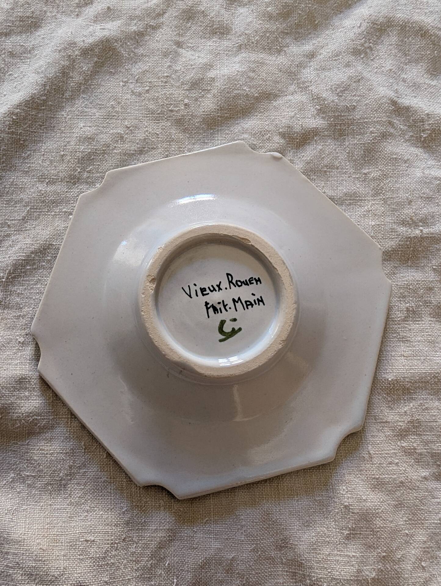Hand-painted faience catchall from Vieux Rouen – 1950s