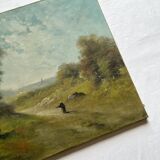 Peinture ancienne huile sur toile paysage signée Lucien Félix Henry, 19eme siècle