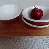 set of 3 terracotta cups or bowls with white enamel interior