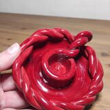 Twisted red earthenware candle holder
