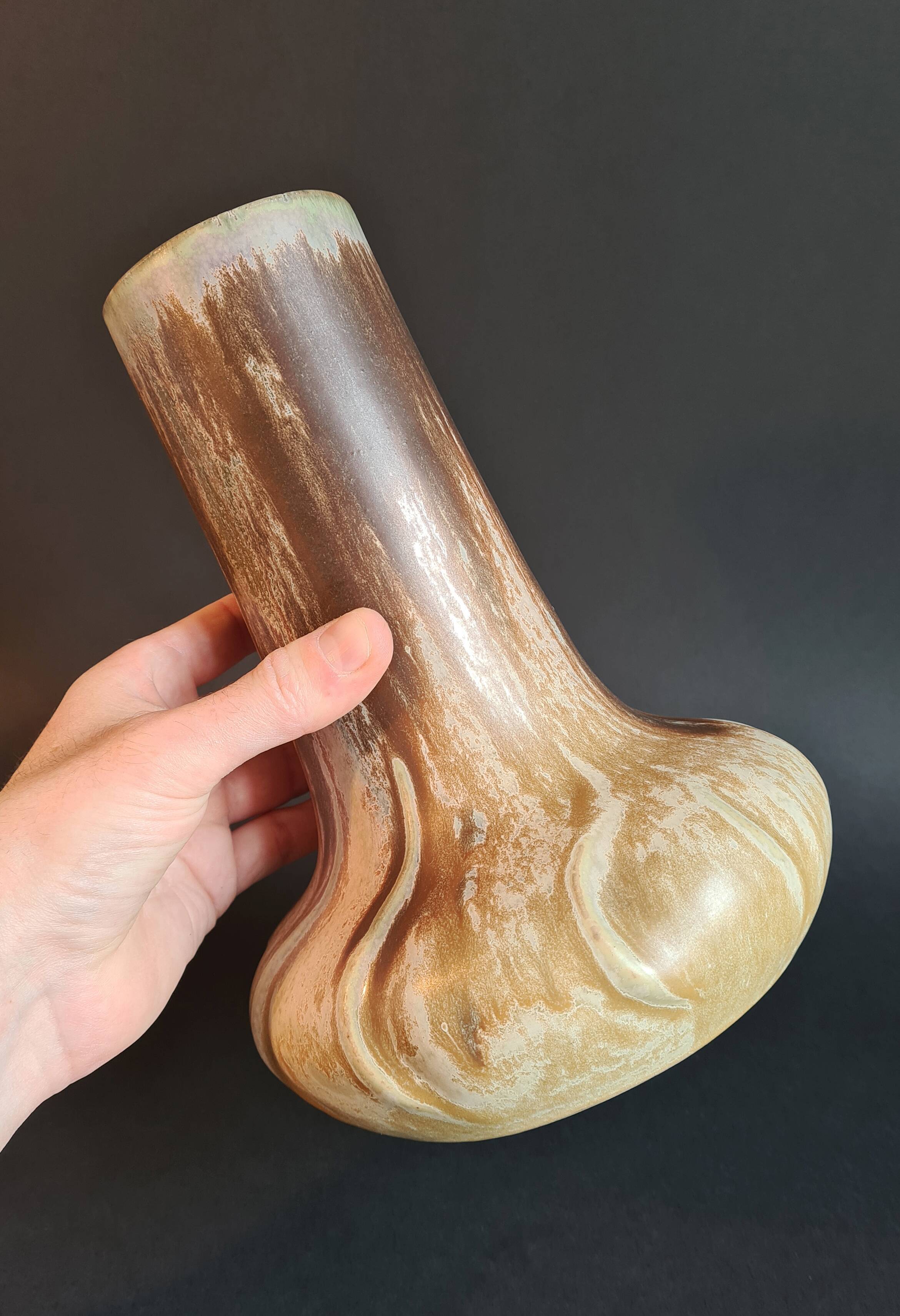 Flamé Stoneware Vase signed Denbac, very early 20th century - Art Nouveau