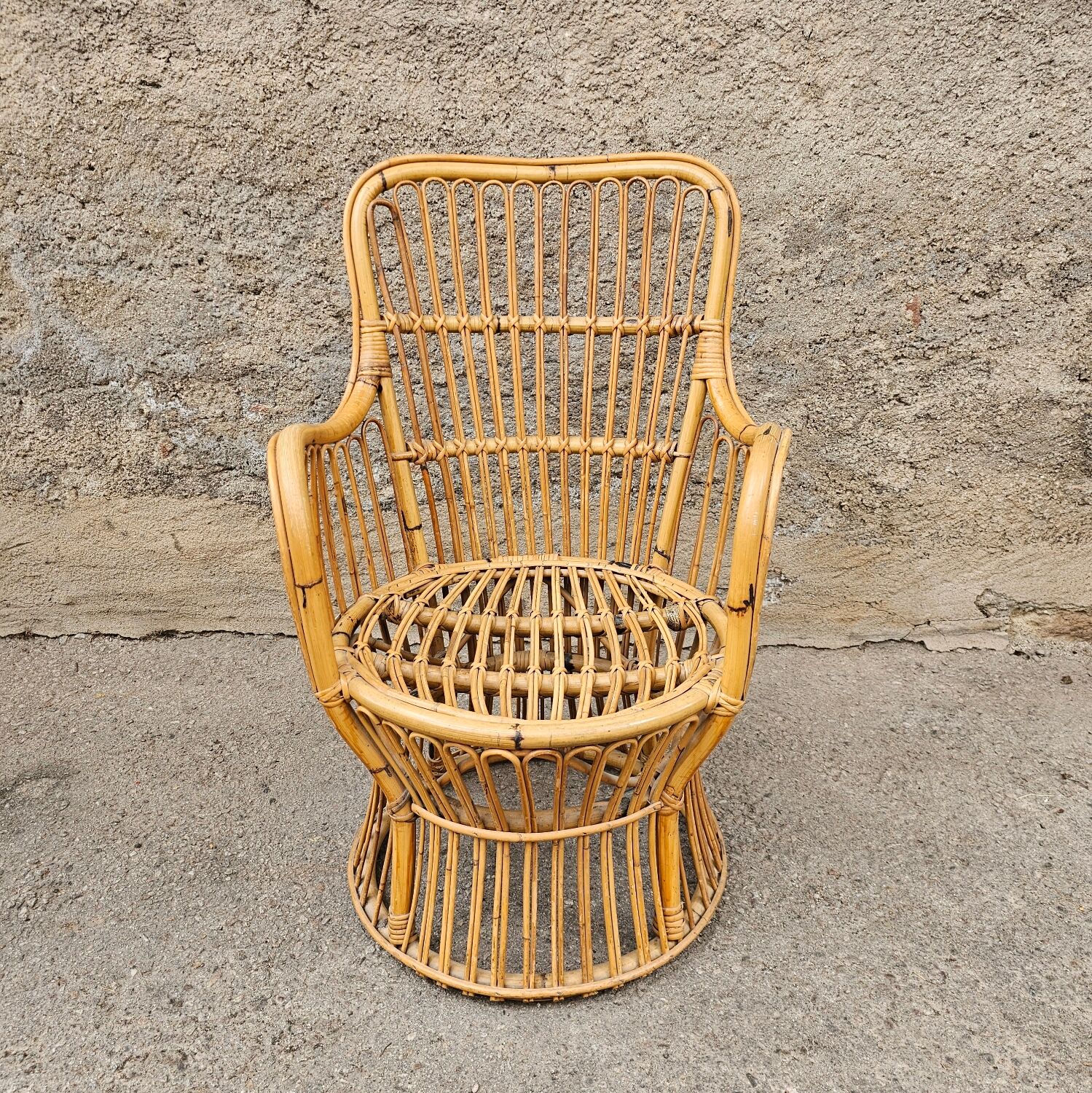 Bamboo and rattan armchair 50s Italy