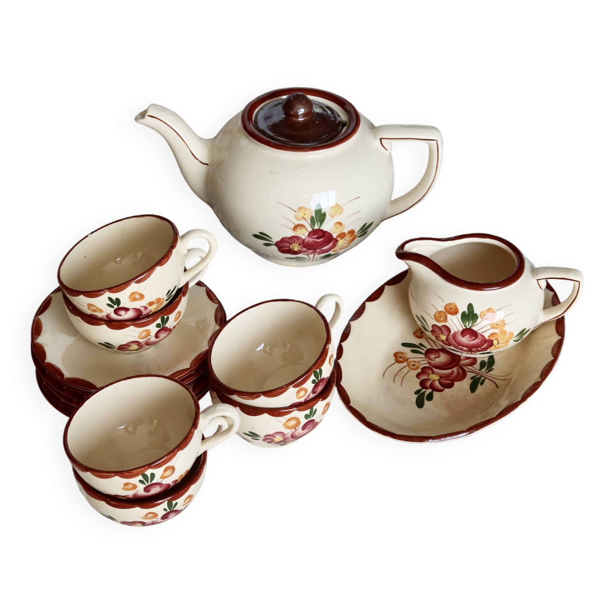 Vintage Longchamp earthenware tea set - Agen model - 5 pieces