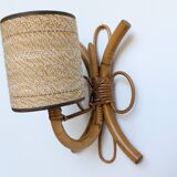 Pair of Louis Sognot rattan wall lights